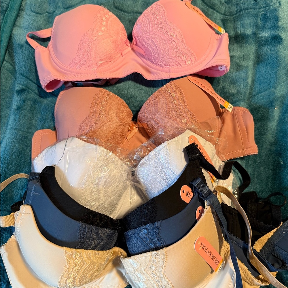 Women's Lace Push-Up Bra Set - Black, White, Cream, Pink